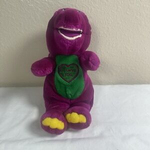 Vintage BARNEY Dinosaur I Love You‎ 11" Plush Stuffed Animal Toy Lyons